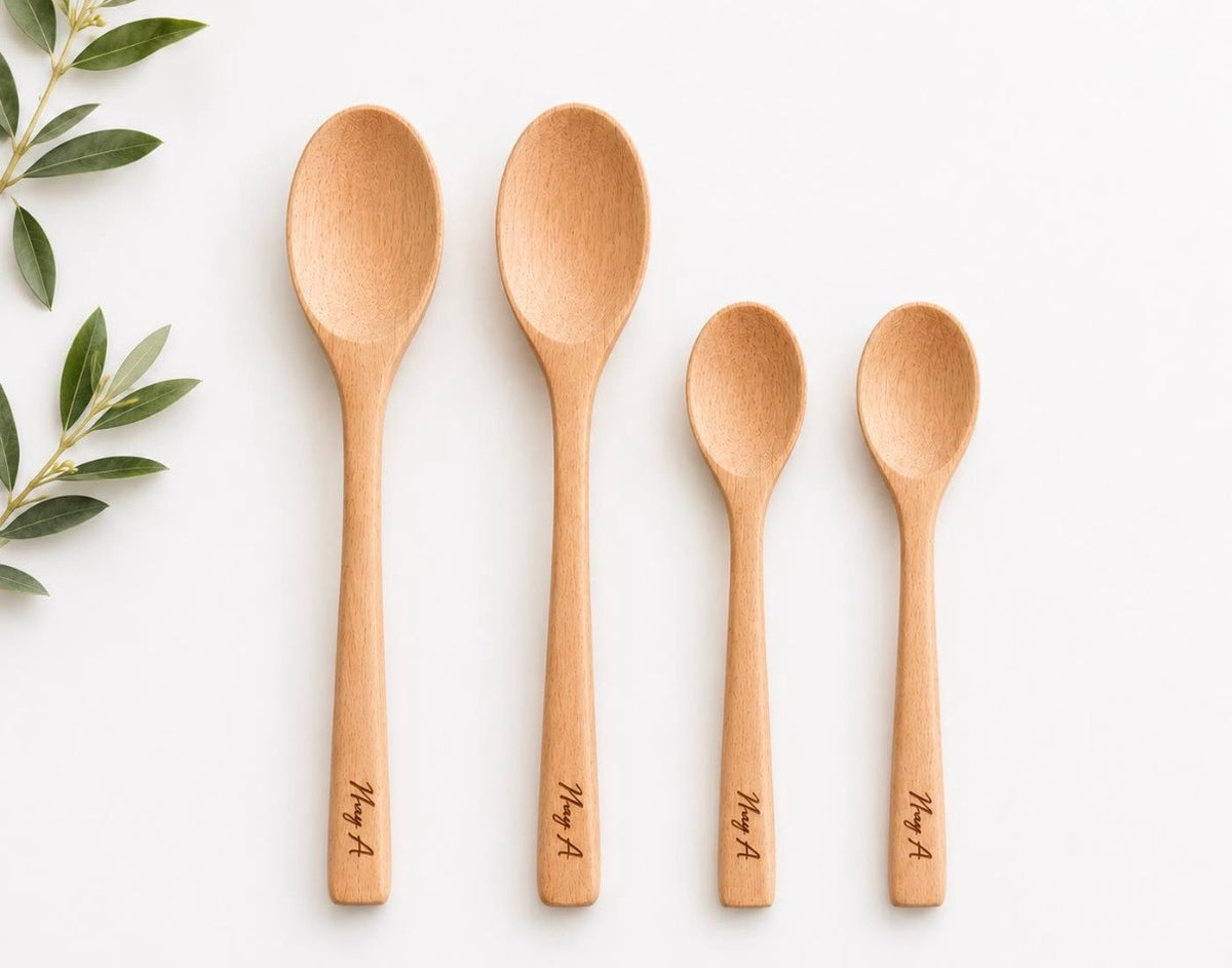 Nay A 4-Piece Wooden Cooking Spoon Set | Natural Beech Wood